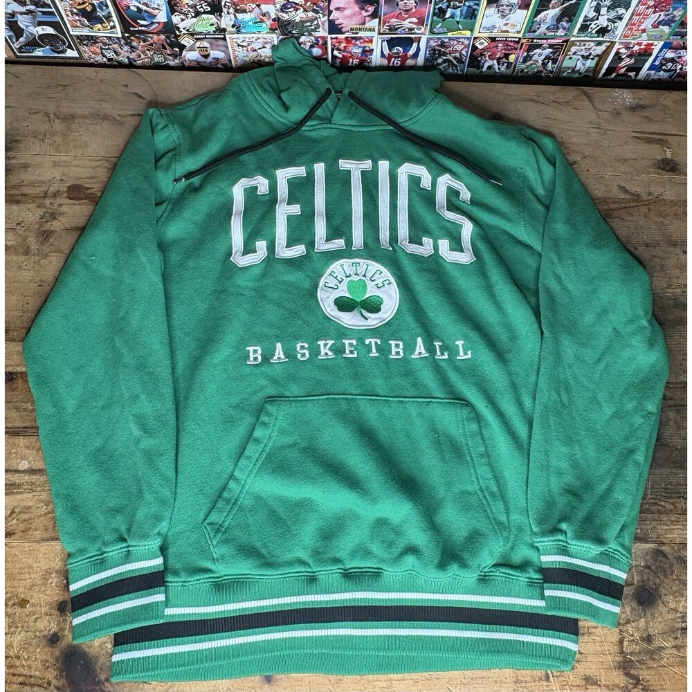 Boston Celtics Basketball NBA Hooded Sweatshirt Authentic Hoodie Mens S Green